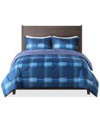 Leo 3-Pc Reversible Plaid Comforter Set, Exclusively at Macy’s