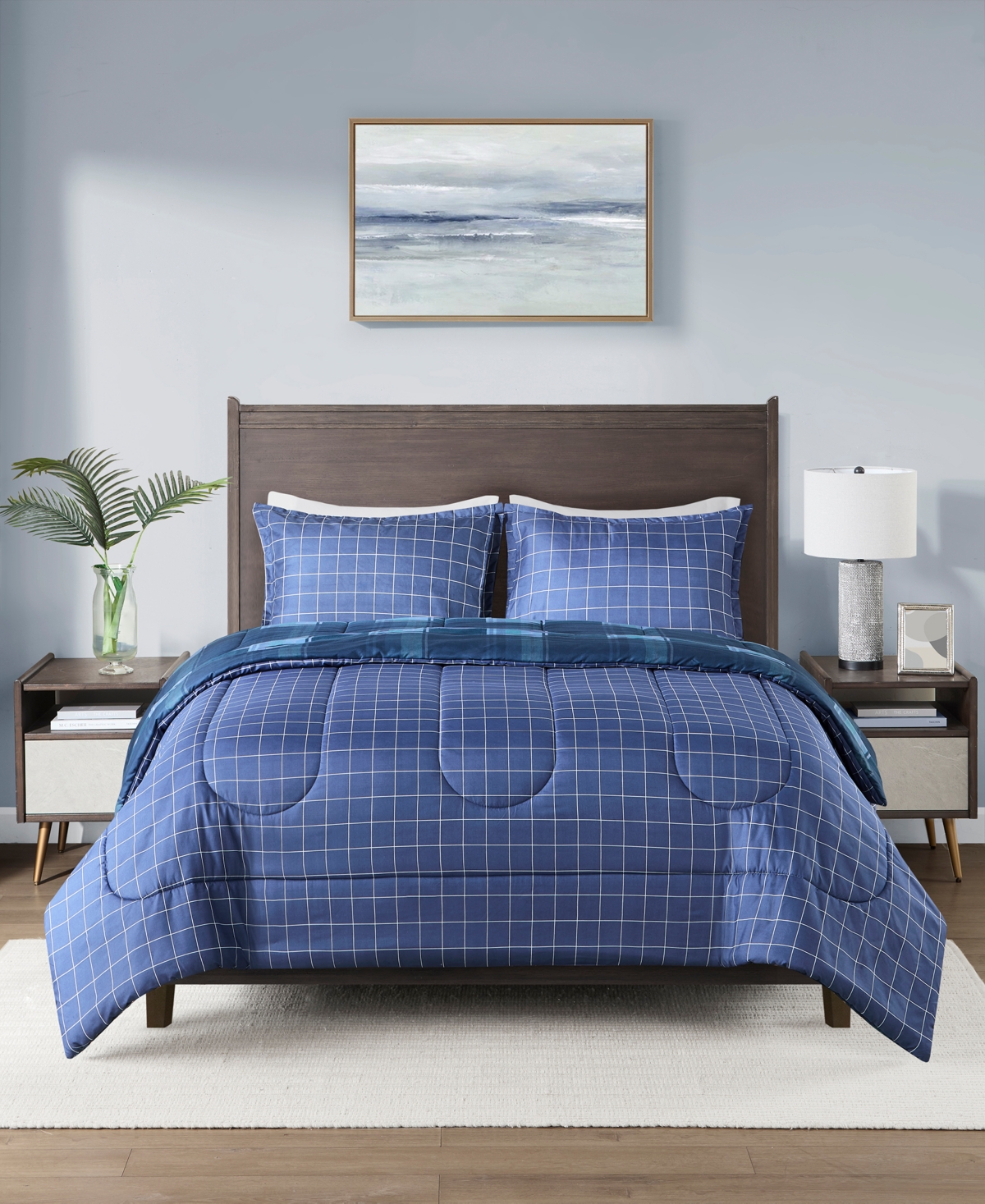 Jla Home Leo 3-Pc Reversible Plaid Comforter Set, Exclusively at Macy's