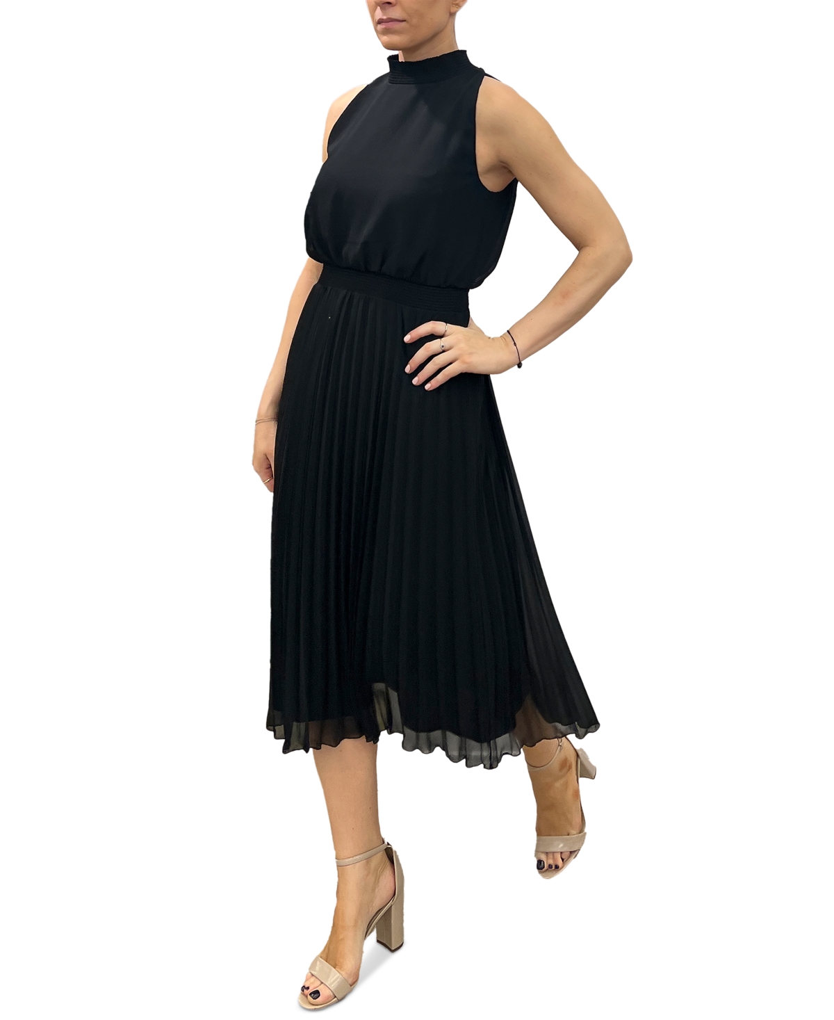 Sam Edelman Women's Smocked-Waist Plisse Midi Dress