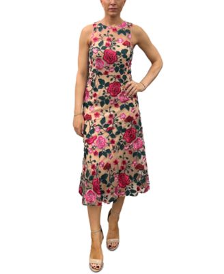 ★sinoon★Rose Embroidered Knit Sleeveless Dress Sam Edelman Women's Pink Rose Embroidered Sleeveless Dress