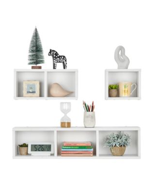Bauhaus Floating Geometric Cubby Wall Shelves, Set of 3 Sizes