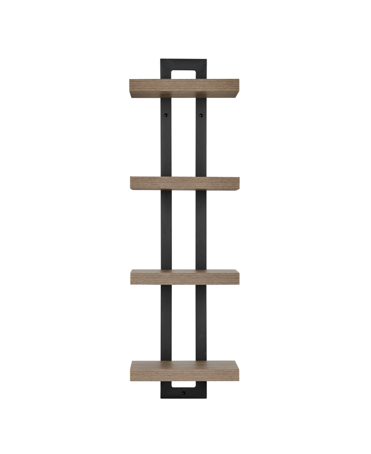 4-Tier Ladder Bracket Floating Wall Shelves, Black Metal Finish - Walnut