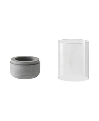 Modern Cool Gray Cement Base and Glass Pillar Votive Candle Holder, Small