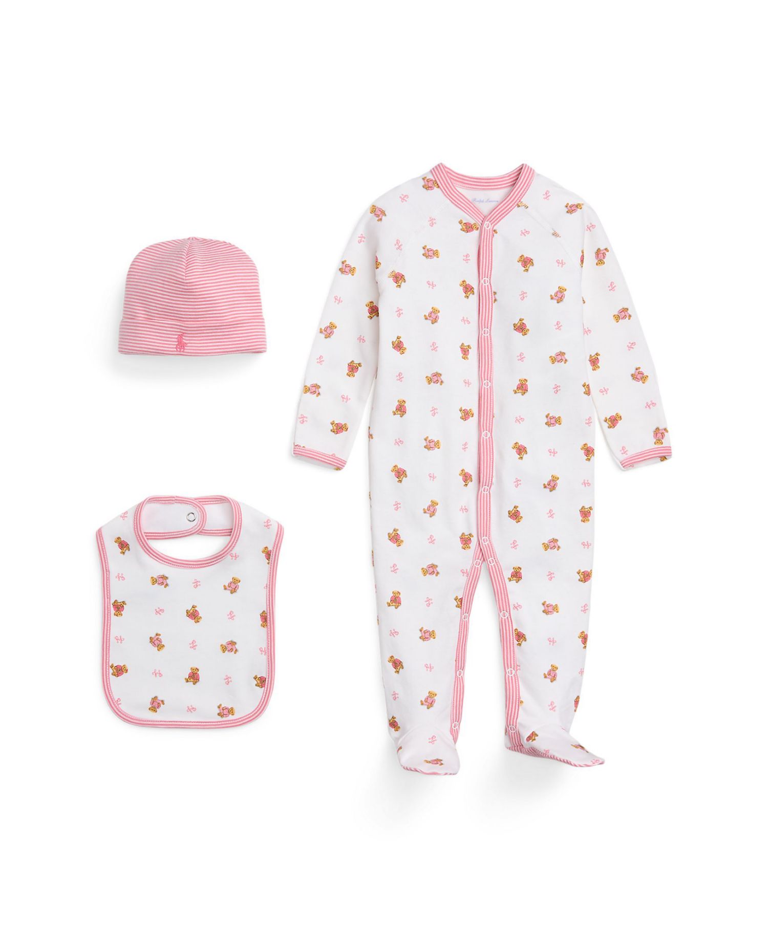 Baby Girls Polo Bear Cotton 3-Piece Gift Set