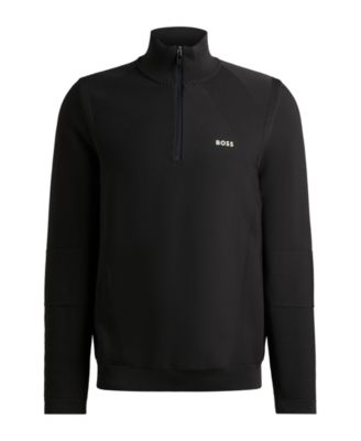 Hugo Boss Men's Contrast Logo Zip-Neck Sweater