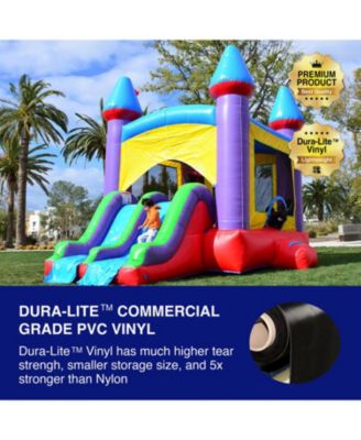 HeroKiddo Jelly Bean Castle Commercial Grade Bounce House with Dual Slide (with Blower), Kids and Adults, Basketball Hoop, Inflatable, Outdoor Indoor, Birthday Party Rental