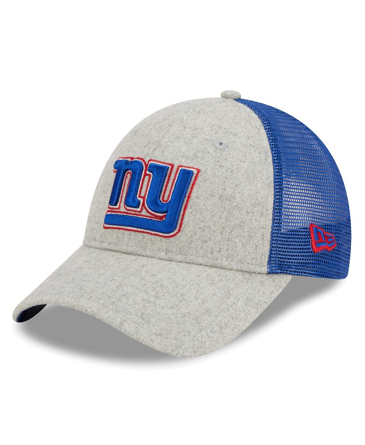 New Era Men's  Heather Gray, Royal New York Giants Pop Trucker 9forty Adjustable Hat In Heather Gray,royal