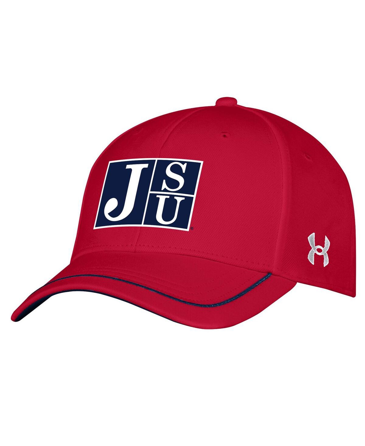 Shop Under Armour Men's  Red Jackson State Tigers Iso-chill Blitzing Accent Flex Hat