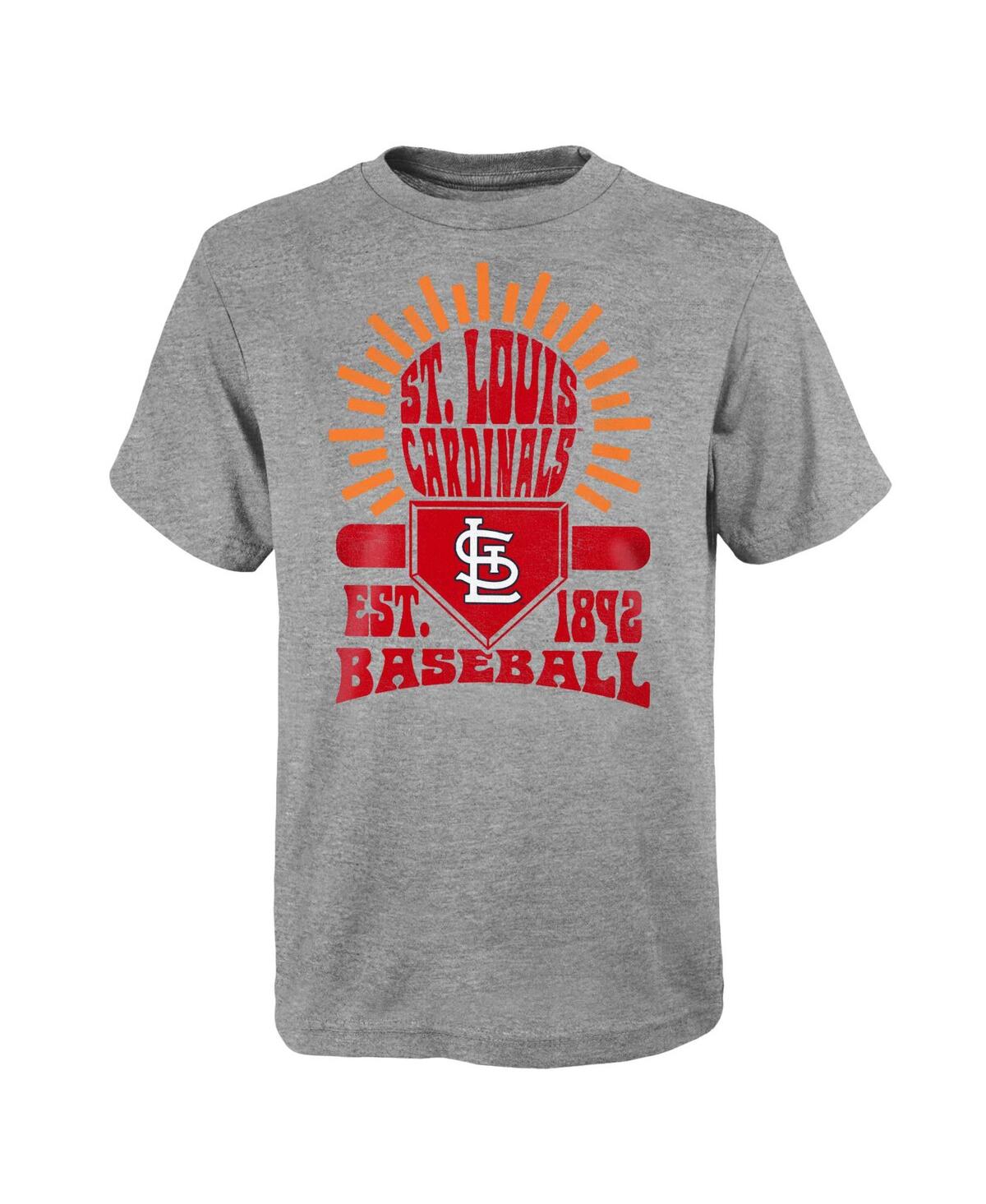 Shop Outerstuff Big Boys Gray Distressed St. Louis Cardinals Sun Burst T-shirt