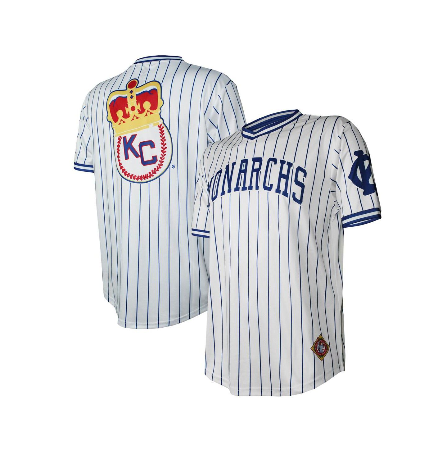 Мужской топ Stitches White Distressed Kansas City Monarchs V-Neck Jersey — фото 1