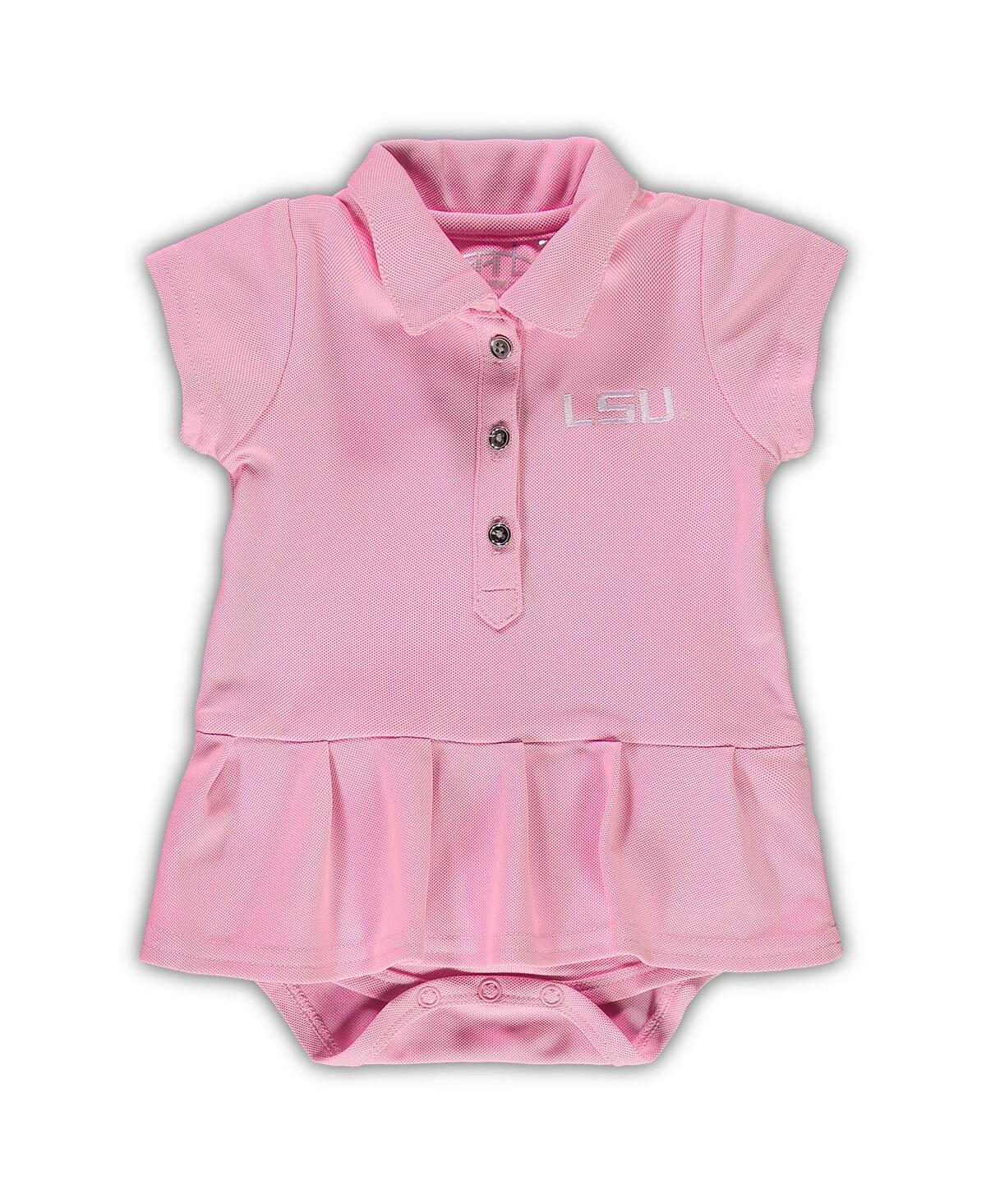 Garb Baby Girls  Pink Lsu Tigers Caroline Cap Sleeve Polo Bodysuit