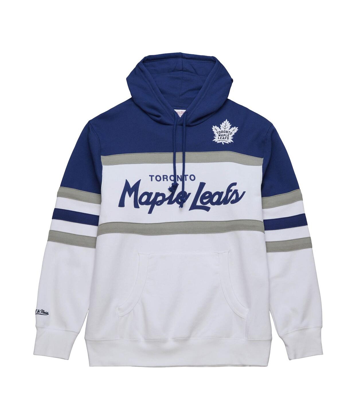 Shop Mitchell & Ness Men's  White, Blue Toronto Maple Leafs Head Coach Pullover Hoodie In White,blue