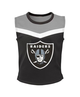 Little Girls Black Las Vegas Raiders Spirit Cheerleader Two-Piece Set with Bloomers