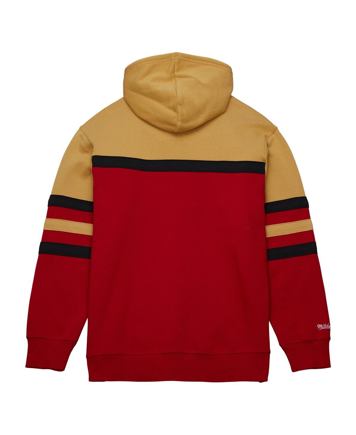 Shop Mitchell & Ness Men's  Red, Gold Chicago Bulls Head Coach Pullover Hoodie In Red,gold