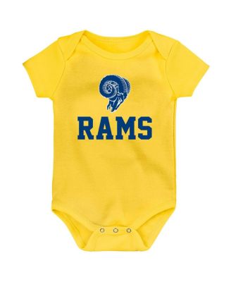 Baby Boys and Girls Gold, Royal, Heather Gray Los Angeles Rams Three-Pack Eat, Sleep and Drool Retro Bodysuit Set