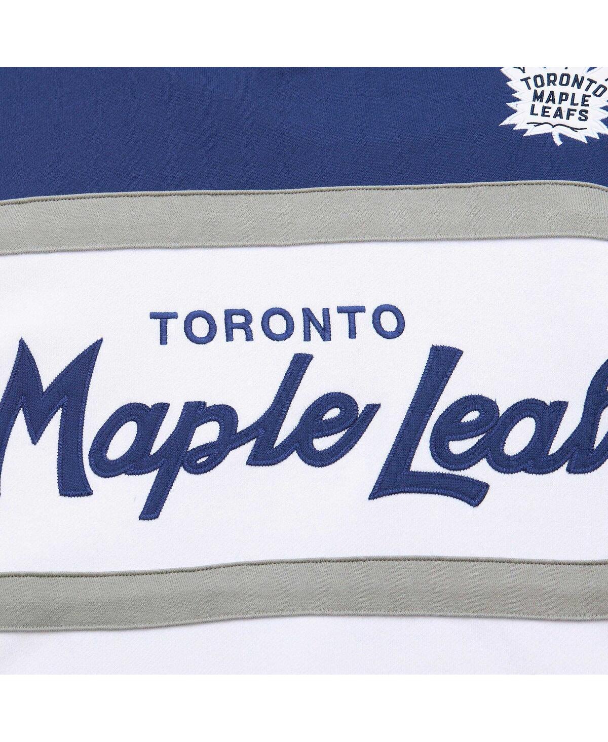 Shop Mitchell & Ness Men's  White, Blue Toronto Maple Leafs Head Coach Pullover Hoodie In White,blue