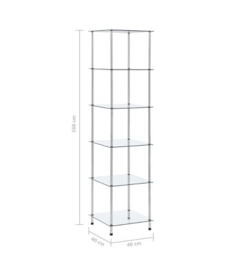 6-Tier Shelf Transparent 15.7"x15.7"x63" Tempered Glass