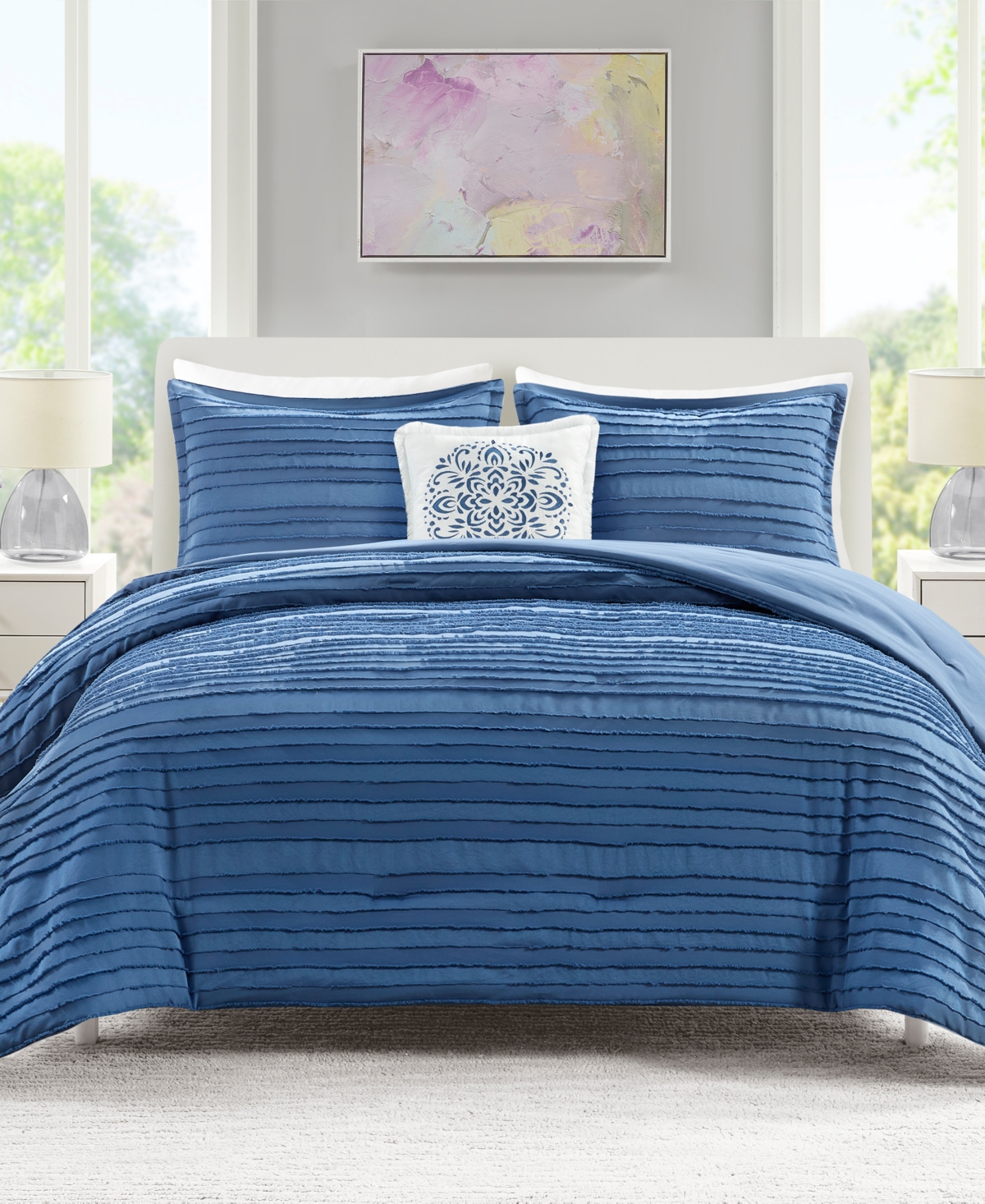Shop Jla Home Ottie 4-pc. Comforter Set, Created For Macys In Blue