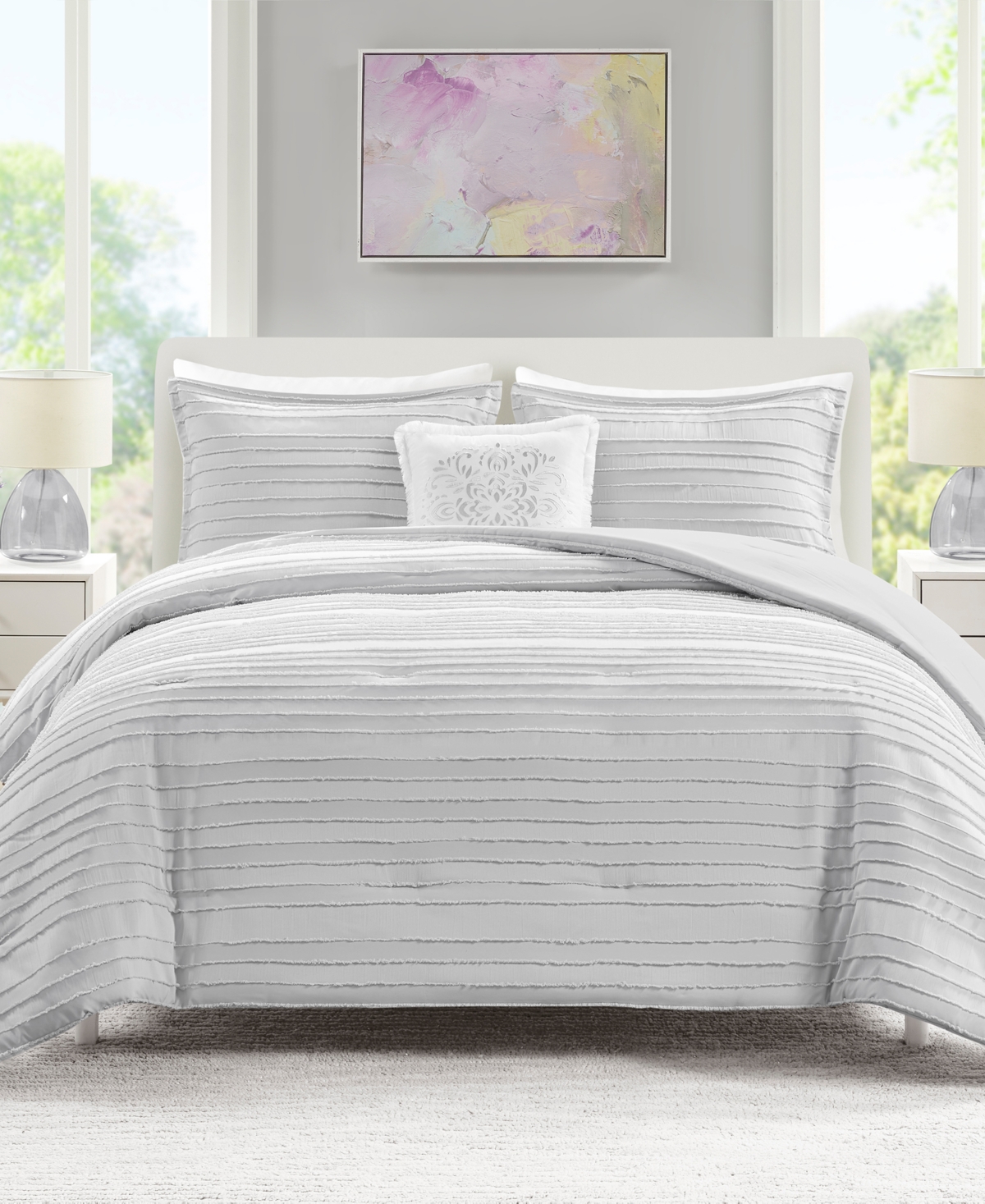 Shop Jla Home Ottie 4-pc. Comforter Set, Created For Macys In Grey