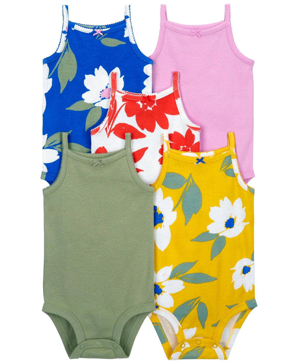 Shop Carter's Baby 5 Pack Floral Tank Bodysuits In Multi