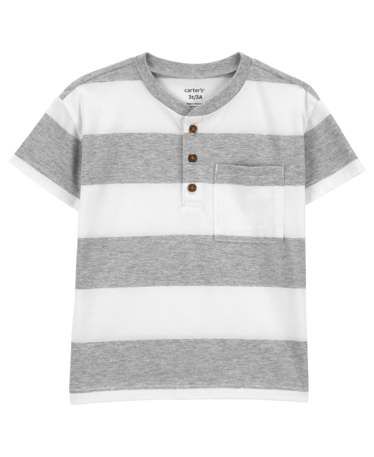 Shop Carter's Toddler Striped Jersey Henley In Gray