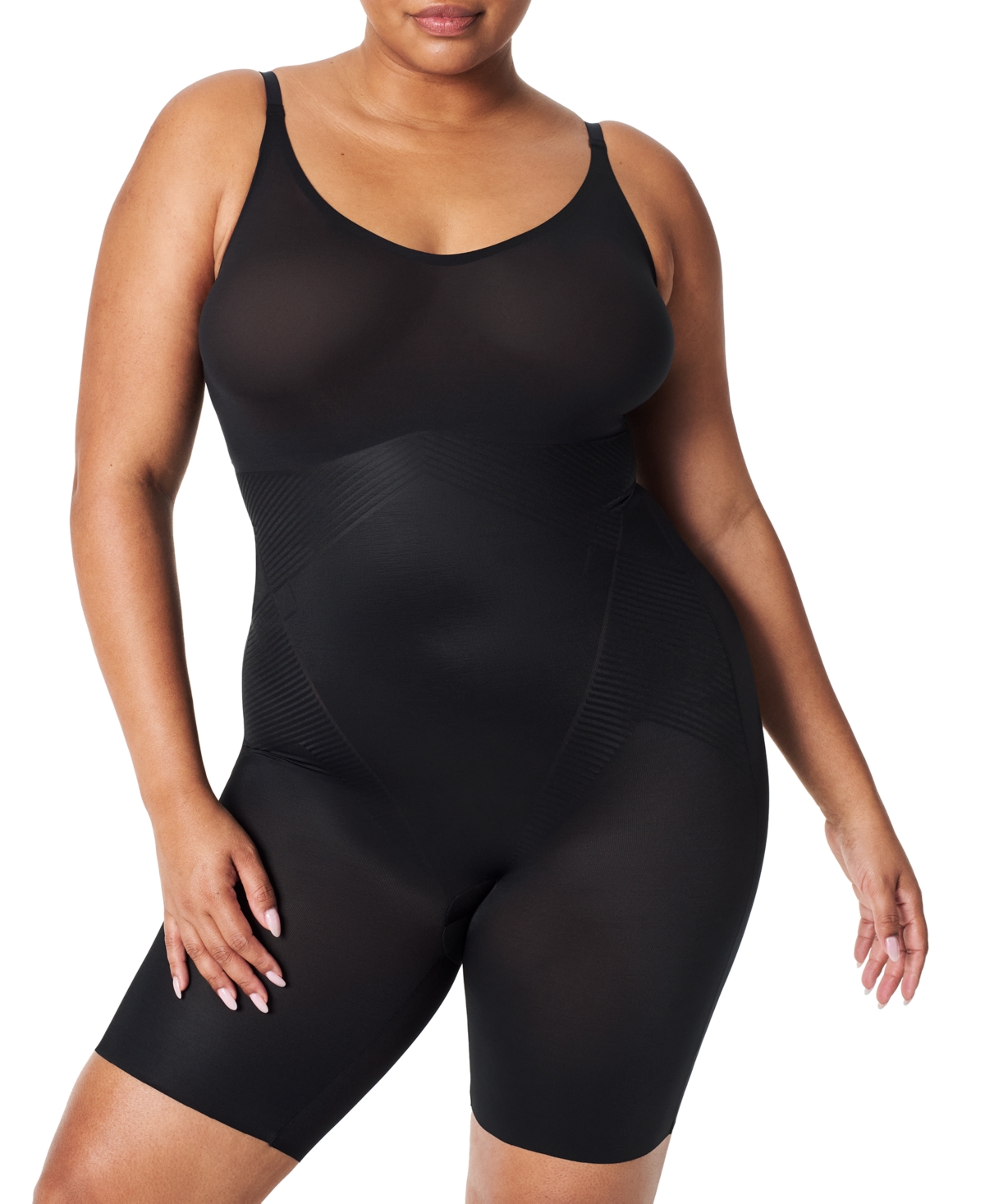 Women's Thinstincts Mid-Thigh Bodysuit 10380R - Very Black