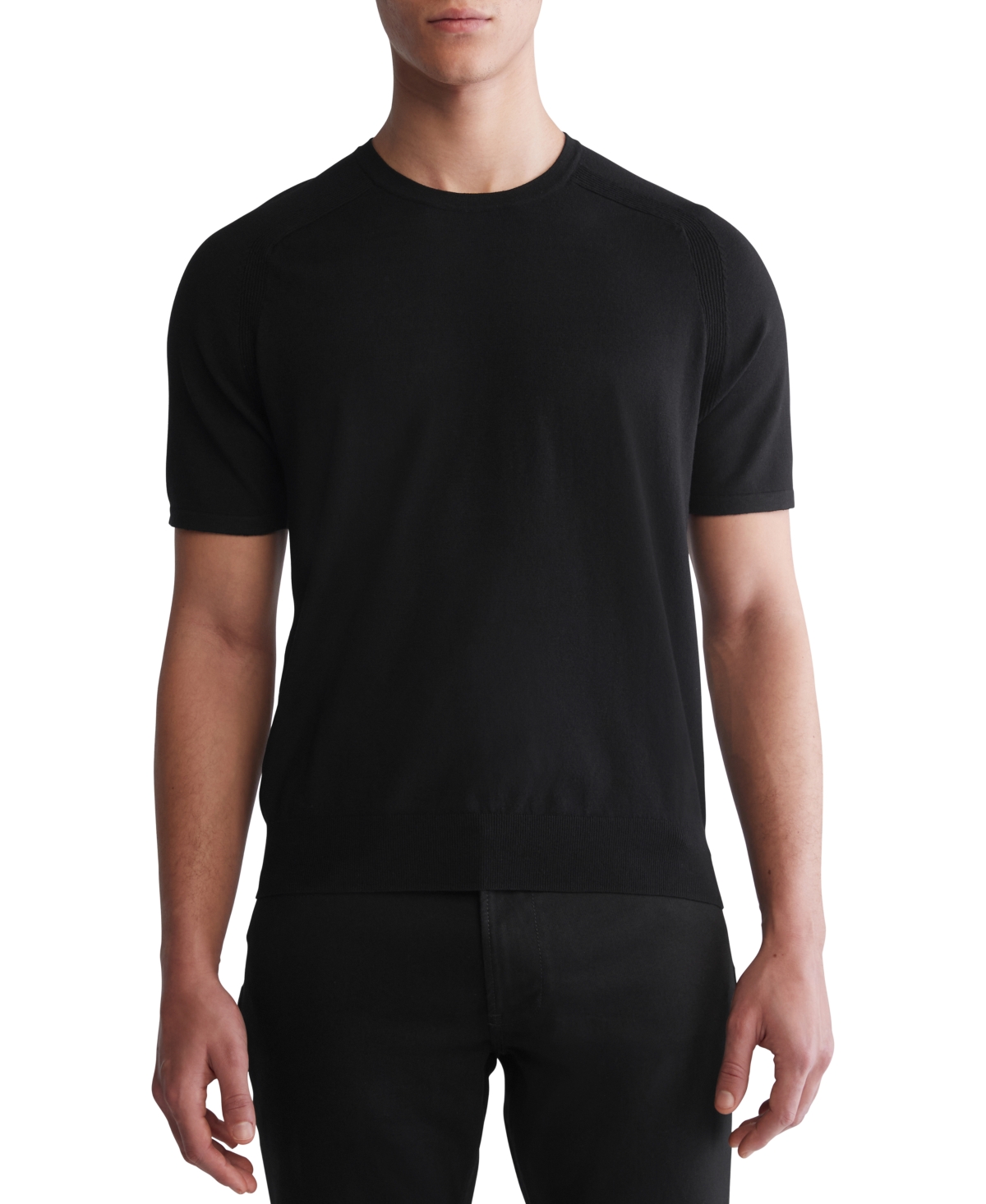 Shop Calvin Klein Men's Short Sleeve Crewneck Knit Tech T-shirt In Black