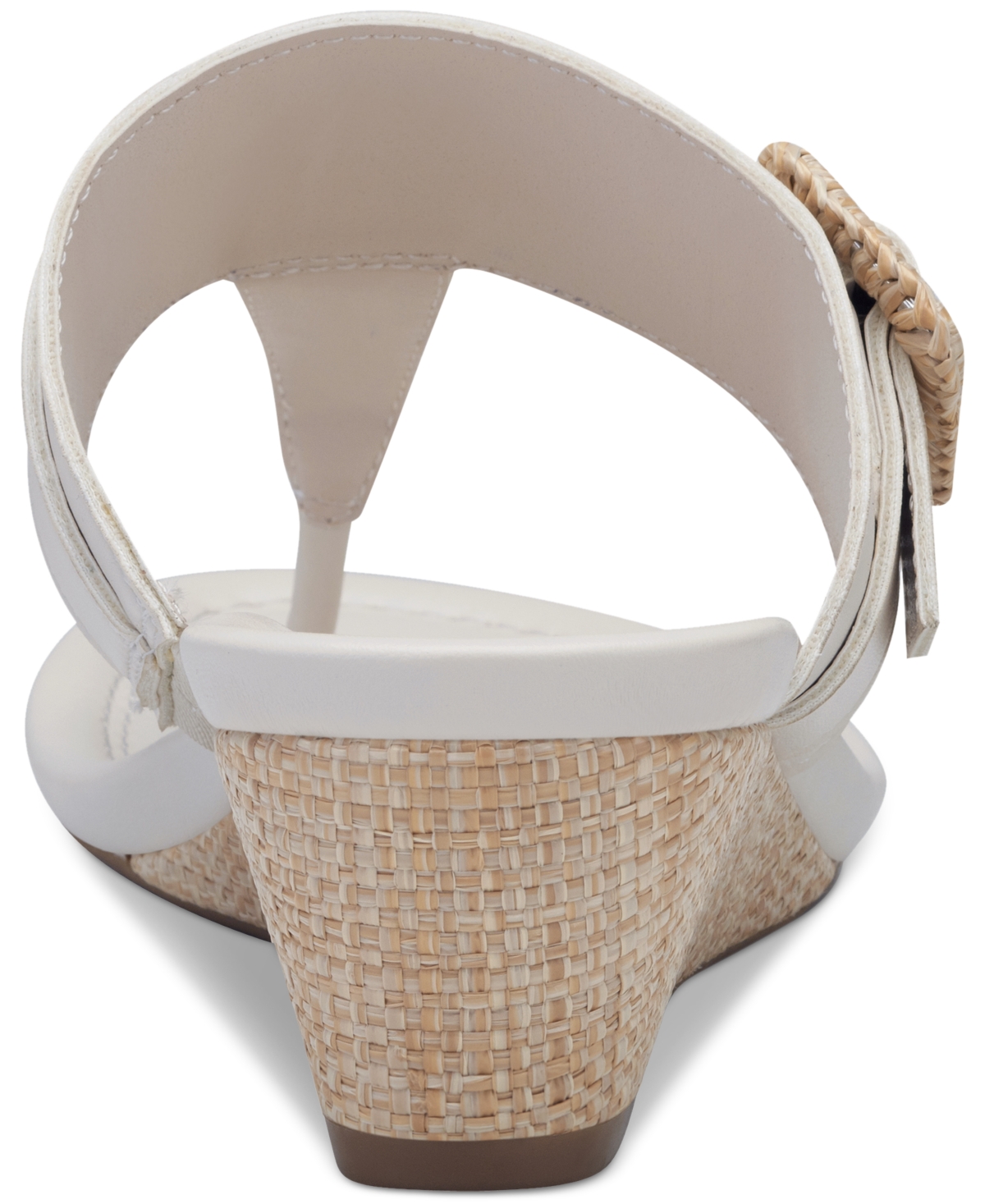 Shop Style & Co Women's Polliee Buckled Thong Wedge Sandals, Created For Macy's In Walnut Raffia