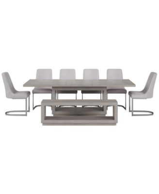 Tivie 8 Pc Dining Set (Rectangular Table + 6 Chairs + Bench), Created for Macy's