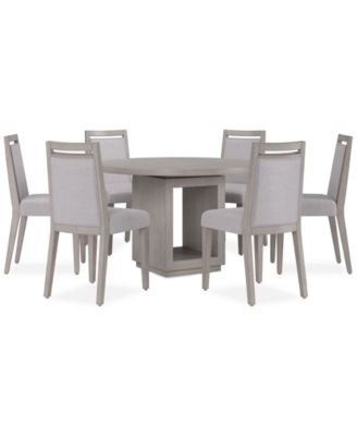 Tivie 7 Pc Dining Set (Round Table + 6 Dining Chairs), Created for Macy's