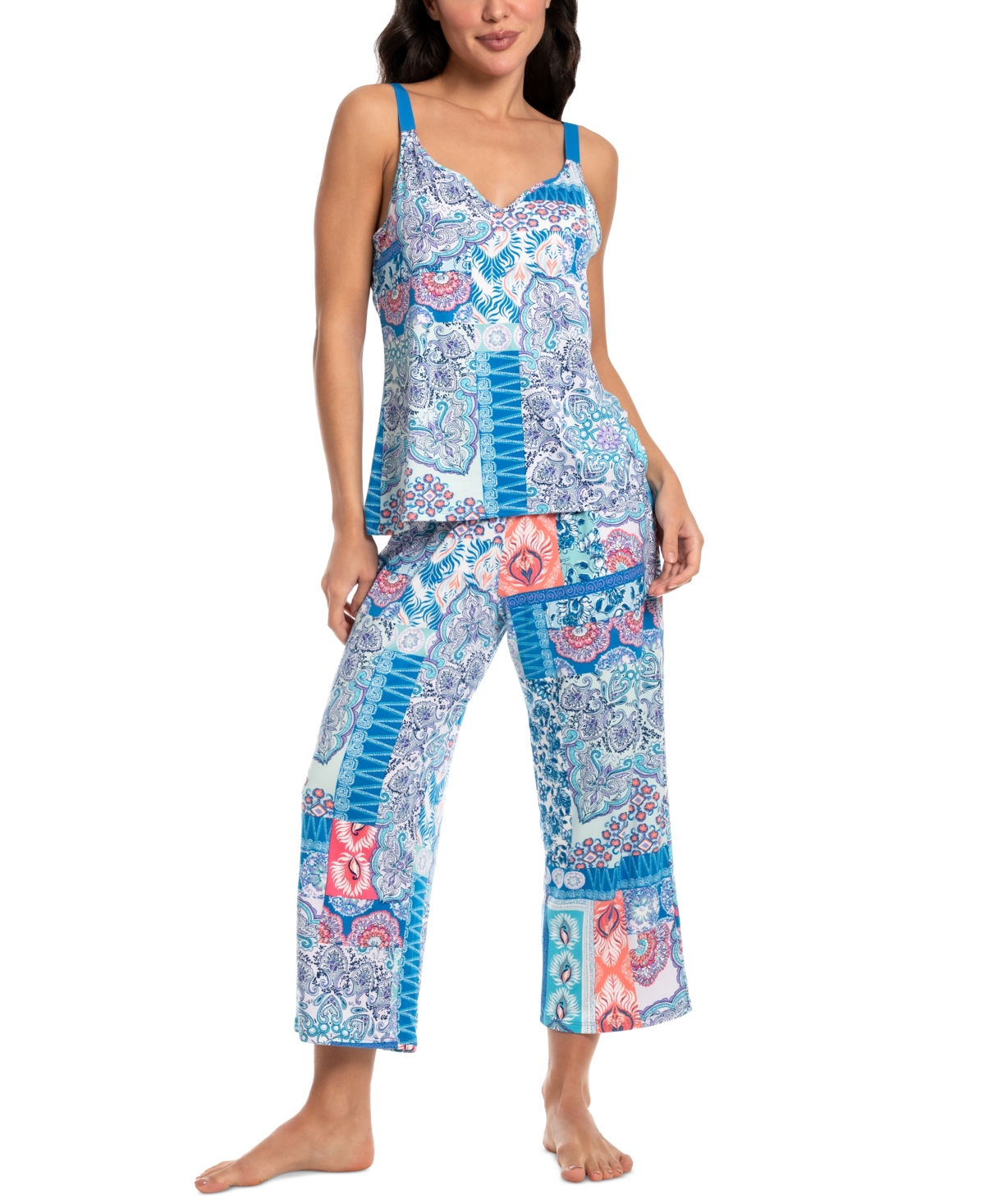 Shop Linea Donatella Women's 2-pc. Cropped Pajamas Set In Blue