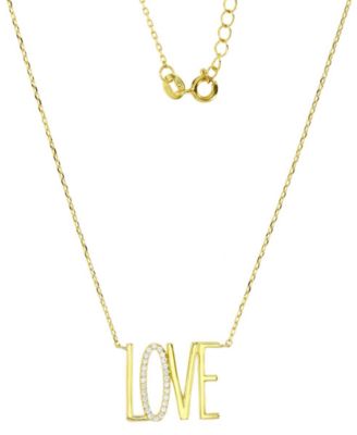 Macy's - Cubic Zirconia LOVE Pendant Necklace in 14k Gold-Plated Sterling Silver, 16" + 2" extender