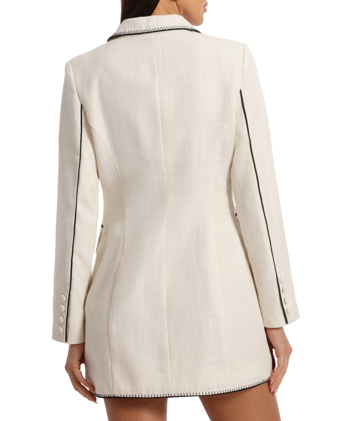 Shop Avec Les Filles Women's Piped Blazer Dress In White