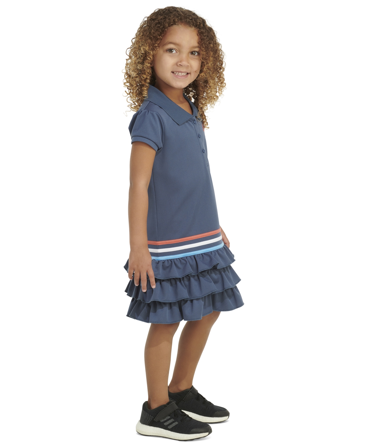 adidas Little & Toddler Girls Short-Sleeve Ruffled Polo Dress