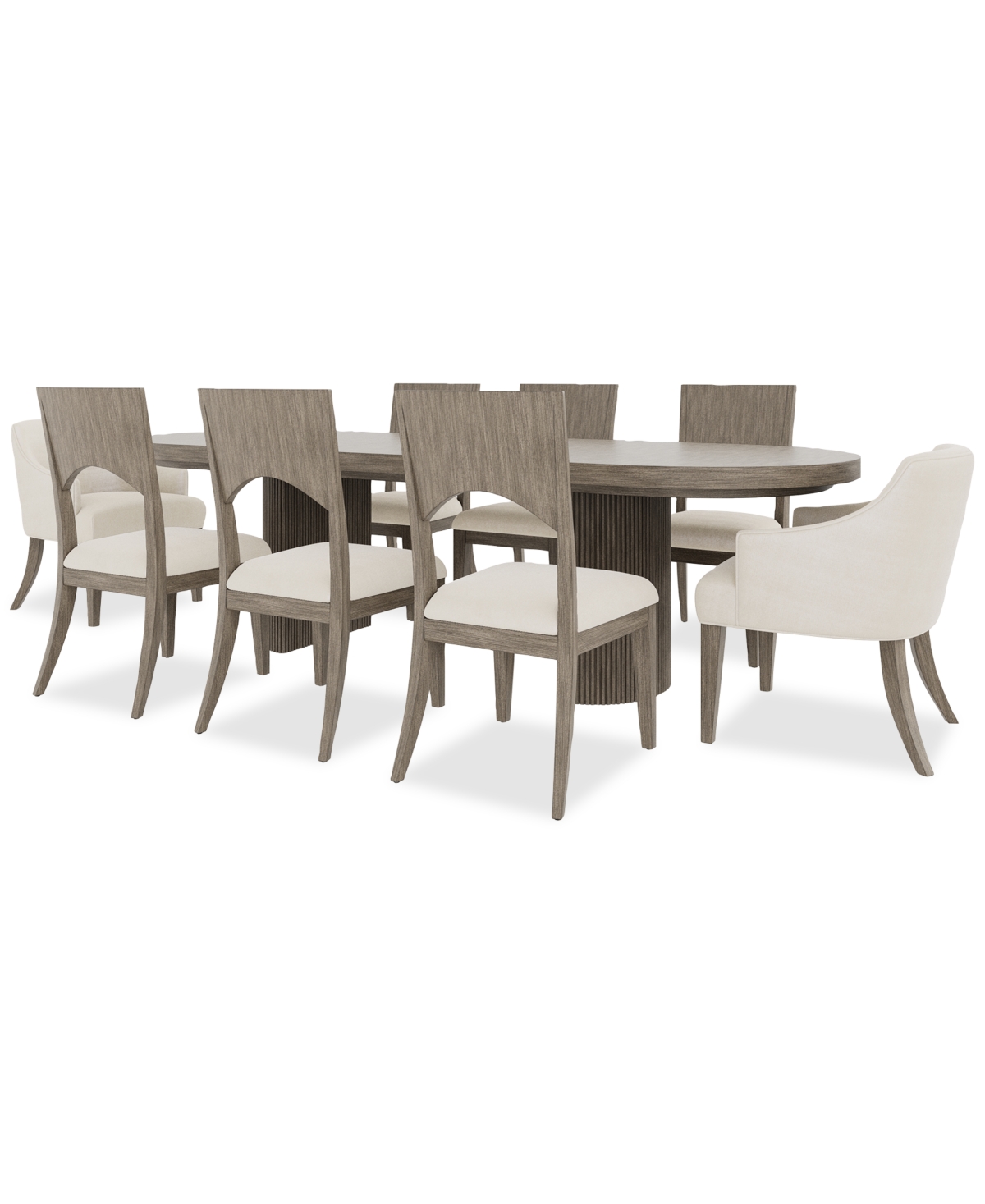 Macy's Frandlyn 9pc Dining Set (table + 6 Side Chairs + 2 Host Chairs) In Brown
