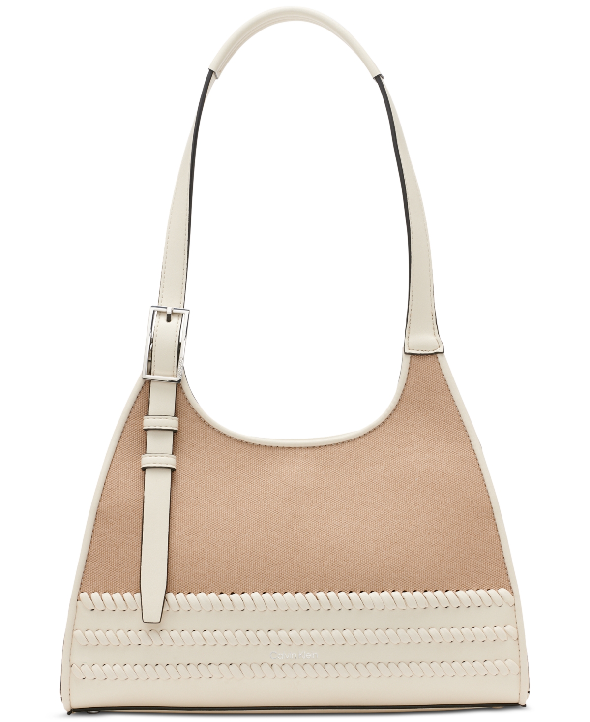 Calvin Klein Quill Whip-stitch Shoulder Bag In White Natura