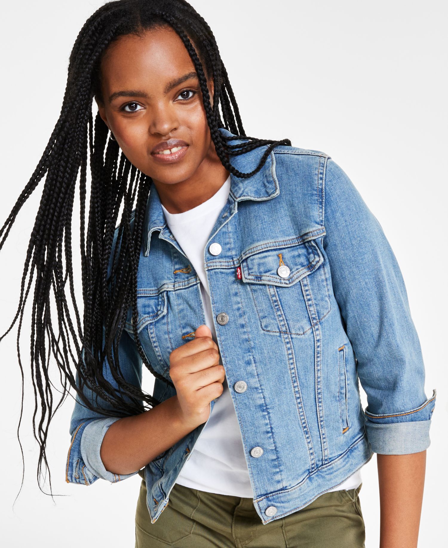 Plus Size Button-Down Original Denim Trucker Jacket