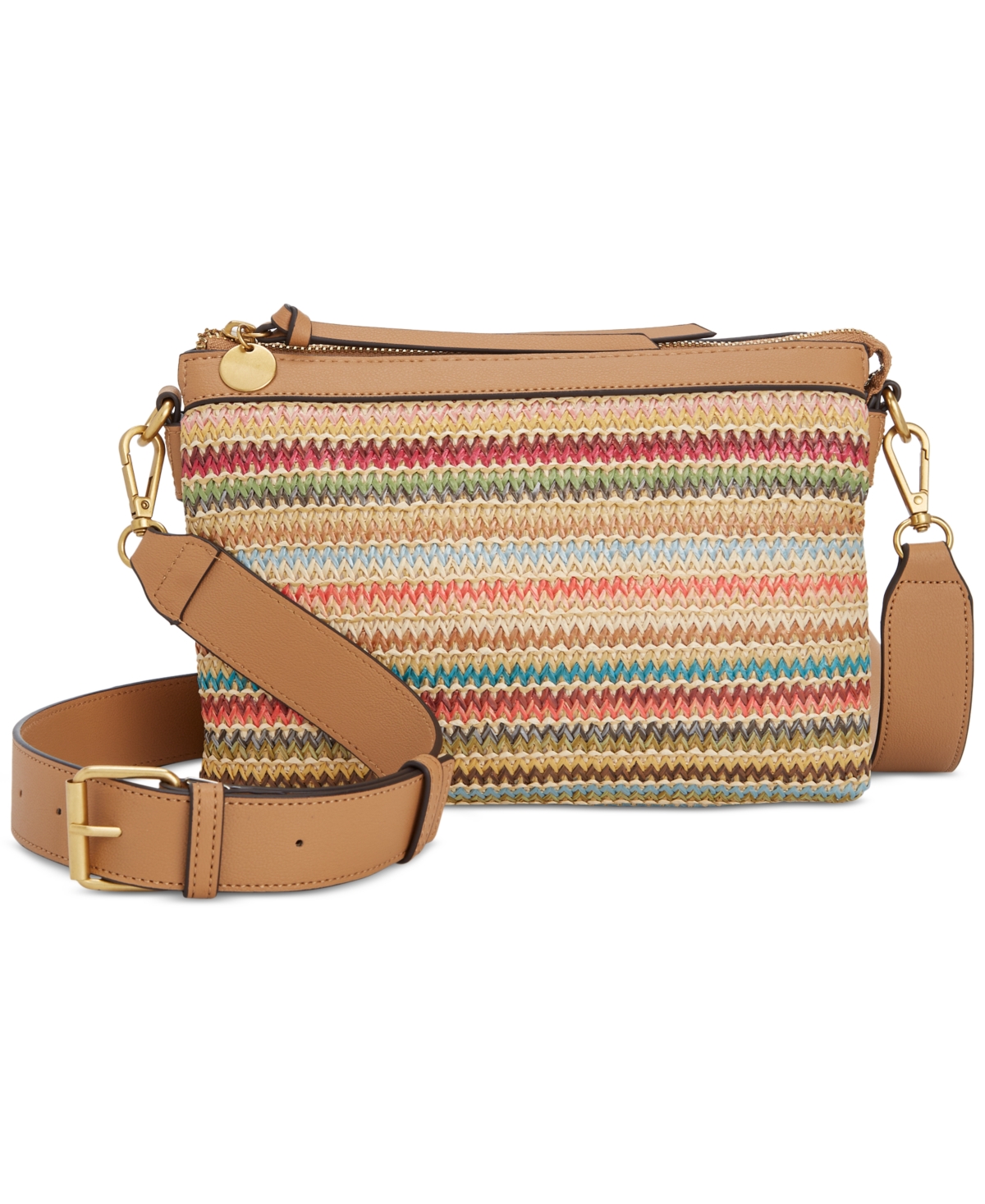 Style & Co East West Small Straw Crossbody, Created For Macy's In Multi