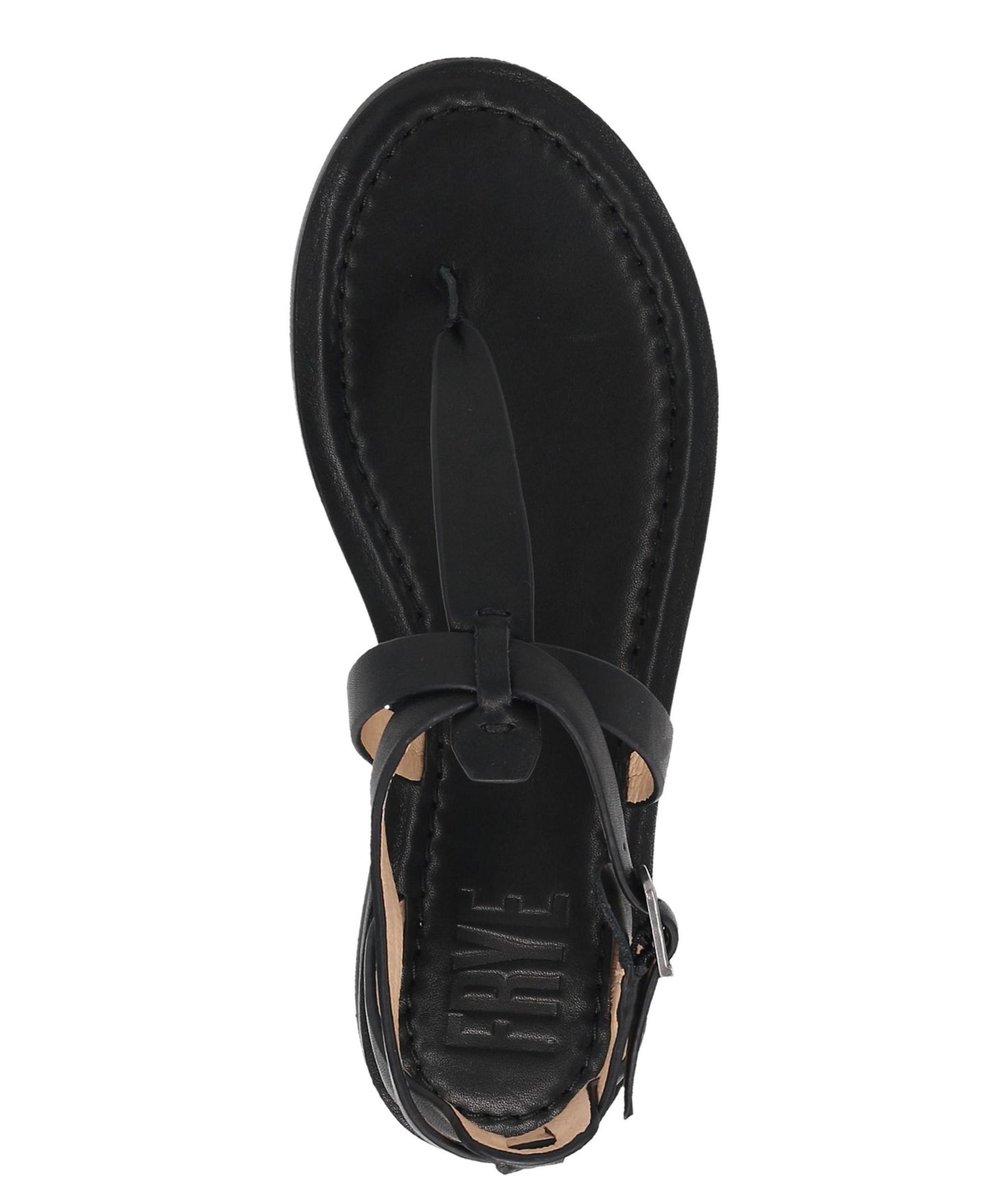 Женские сандалии Frye Taylor Thong Leather Flat, цвет: Чёрный натуральный кожаный — фото 5