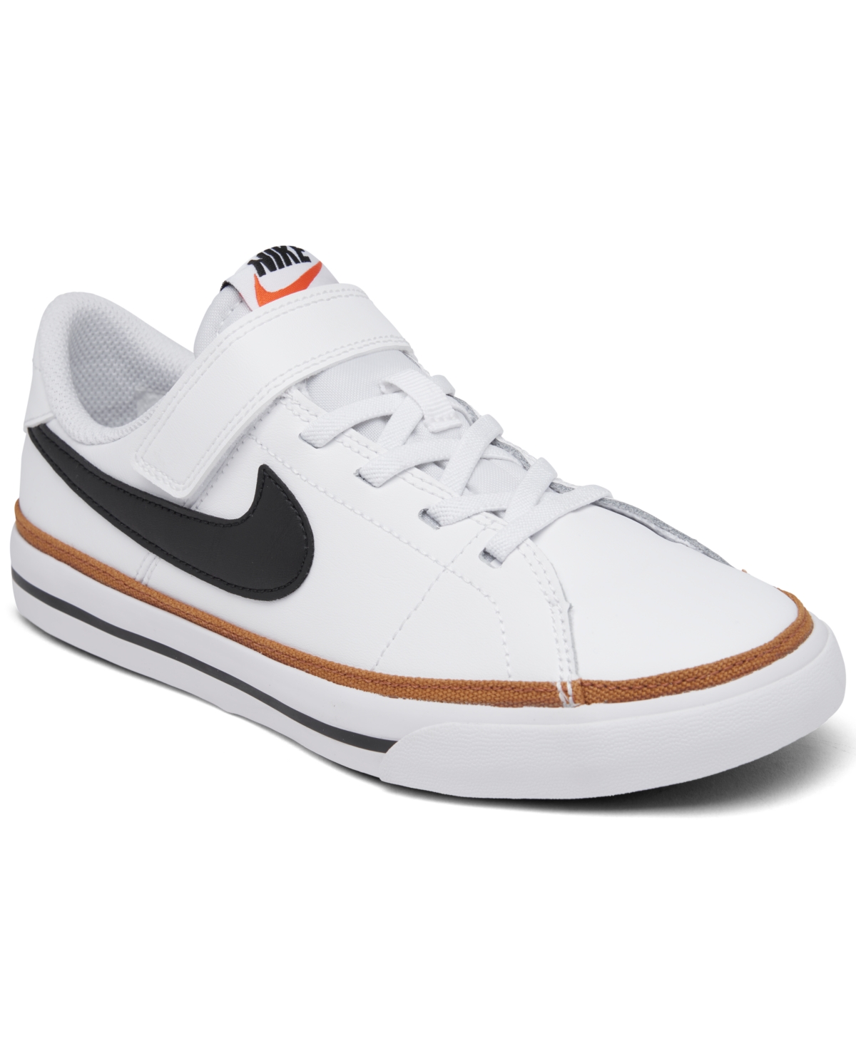 Shop Nike Little Kids Court Legacy Adjustable Strap Closure Casual Sneakers From Finish Line In White,black