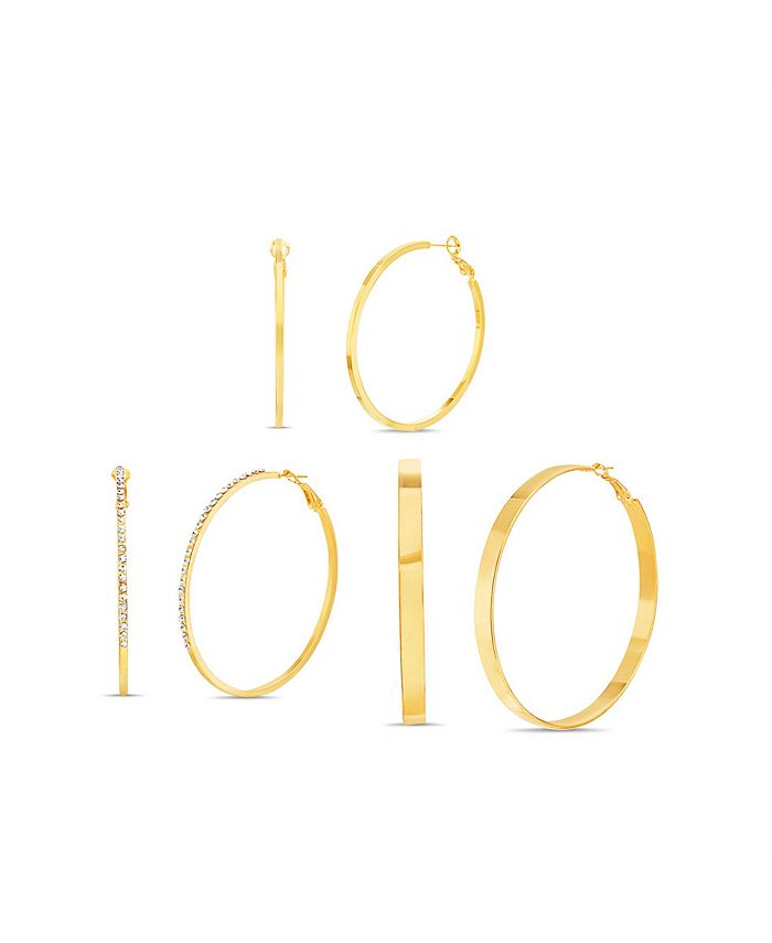 Gold Tone Trio Hoop Earring Set