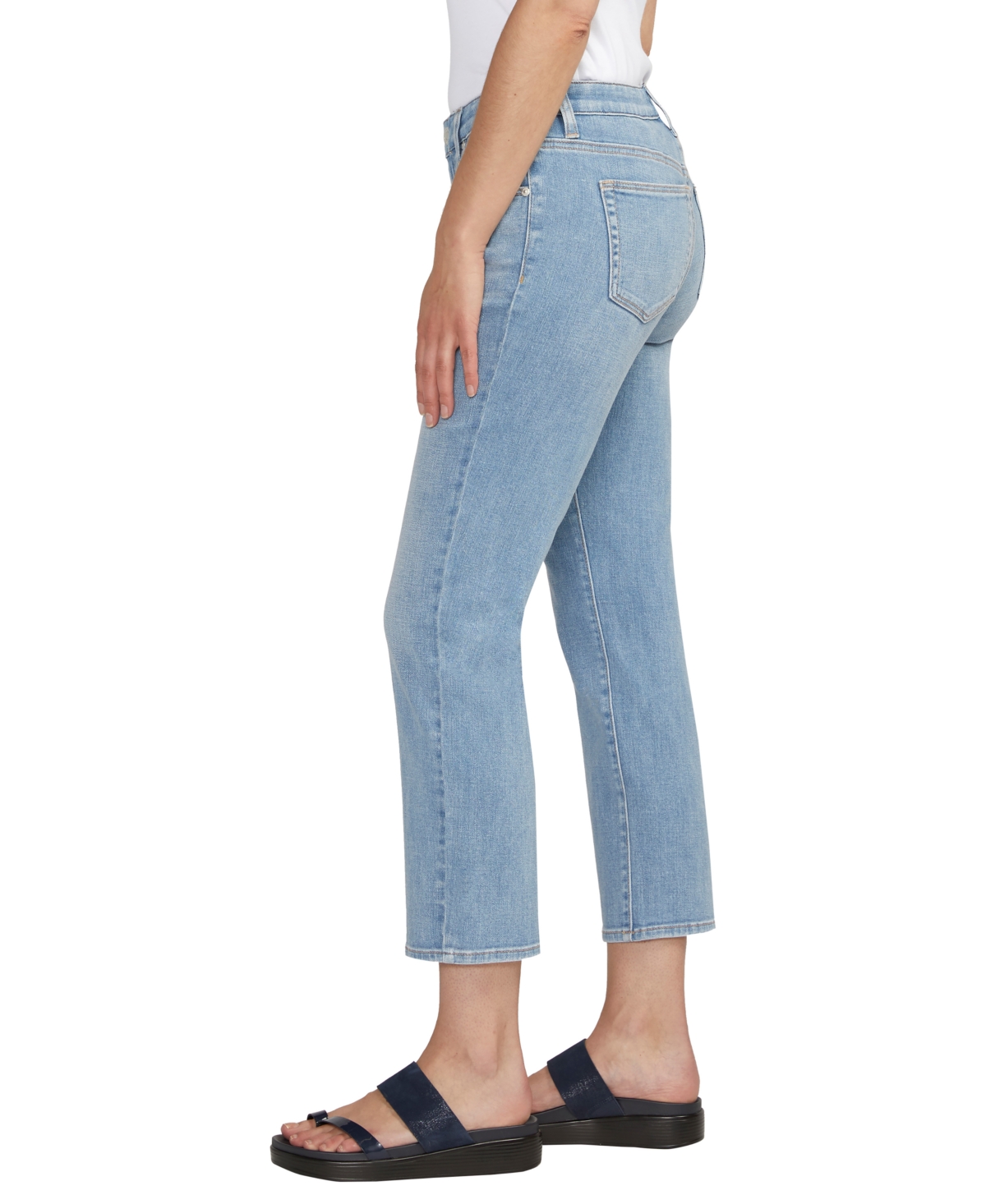 Shop Jag Women's Ruby Mid Rise Straight Cropped Jeans In Nassau Blue