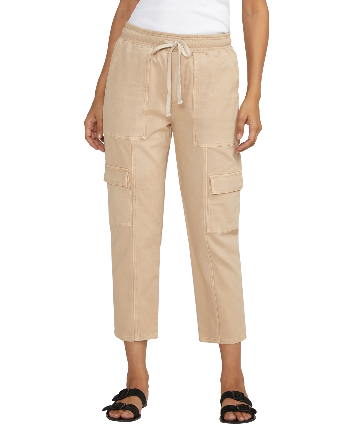 Women's Textured Cargo Cropped Pants - Humus