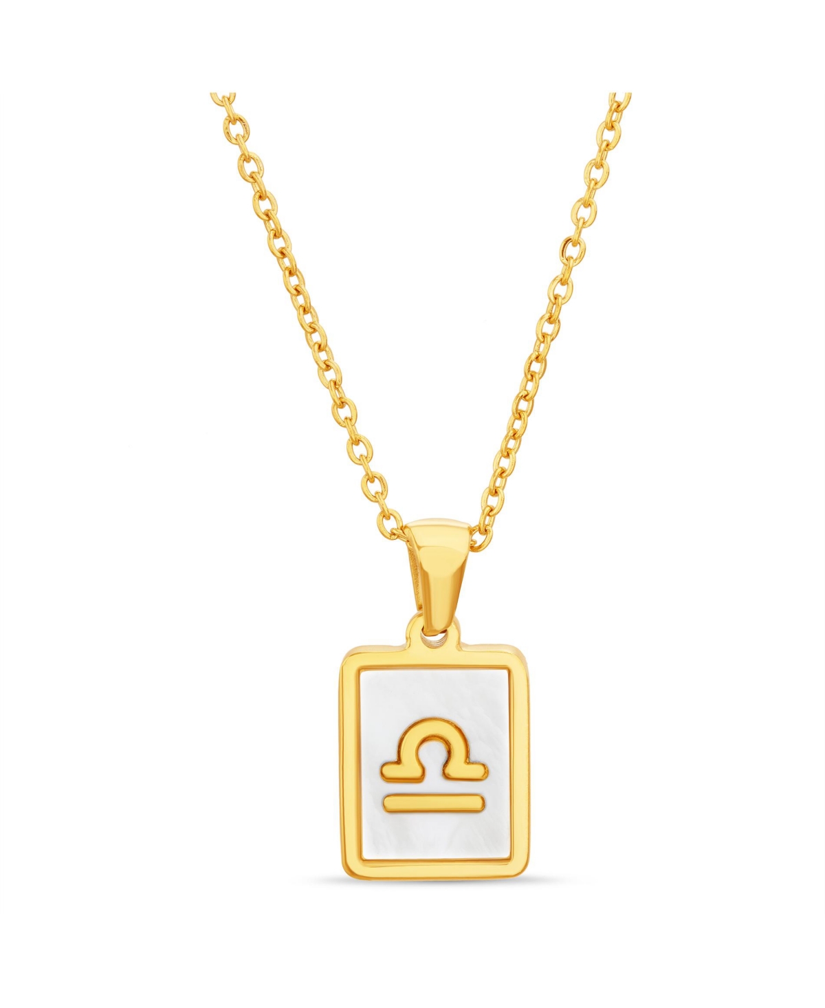 Shop Kensie Gold-tone Tag Zodiac Sign Pendant Necklace In Libra