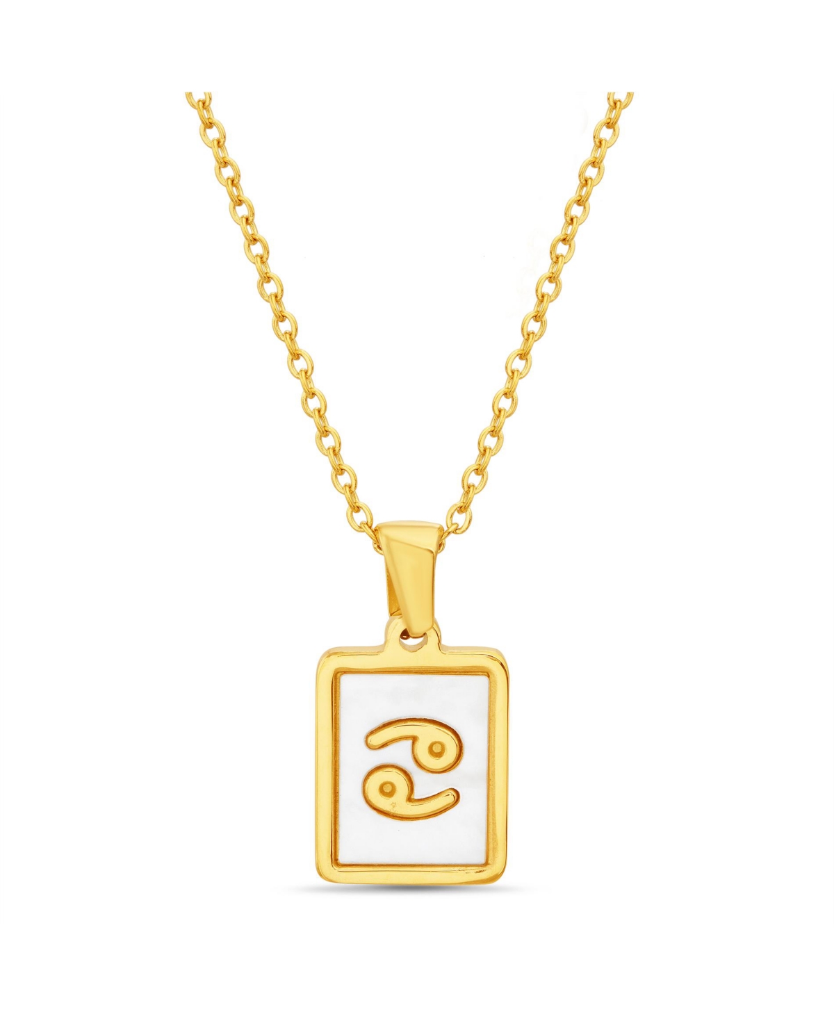 Shop Kensie Gold-tone Tag Zodiac Sign Pendant Necklace In Cancer