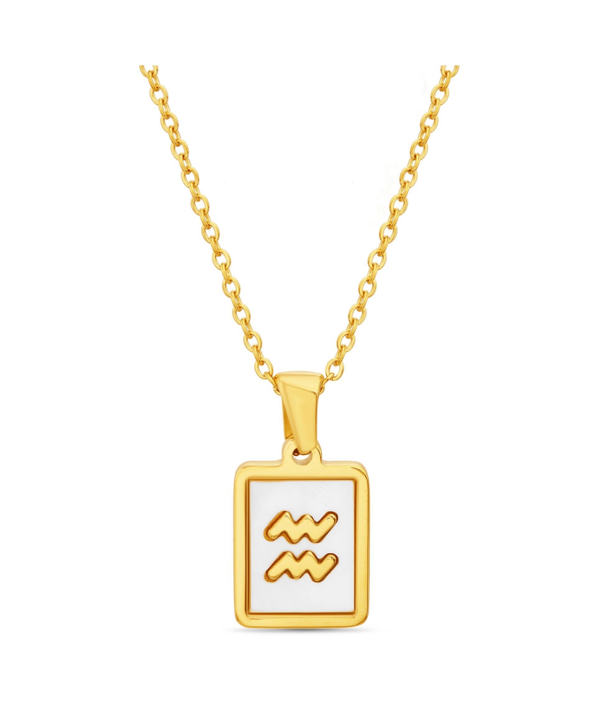 Shop Kensie Gold-tone Tag Zodiac Sign Pendant Necklace In Aquarius