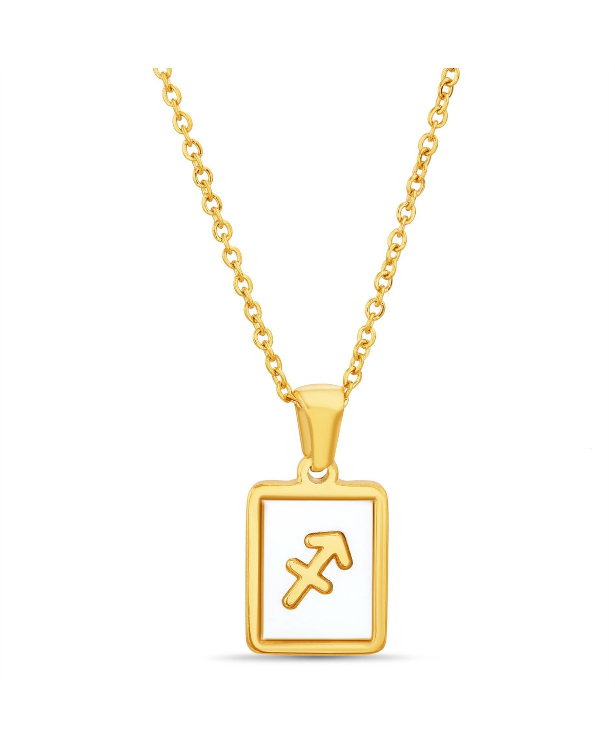 Shop Kensie Gold-tone Tag Zodiac Sign Pendant Necklace In Sagittarius