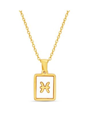 kensie Gold-Tone Tag Zodiac Sign Pendant Necklace - Pisces