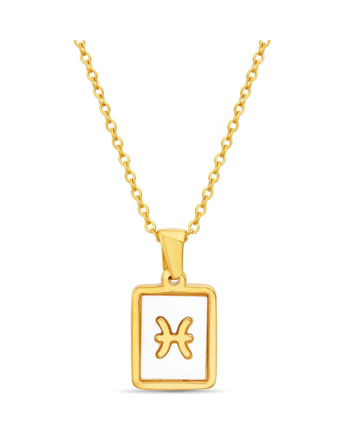 Shop Kensie Gold-tone Tag Zodiac Sign Pendant Necklace In Pisces