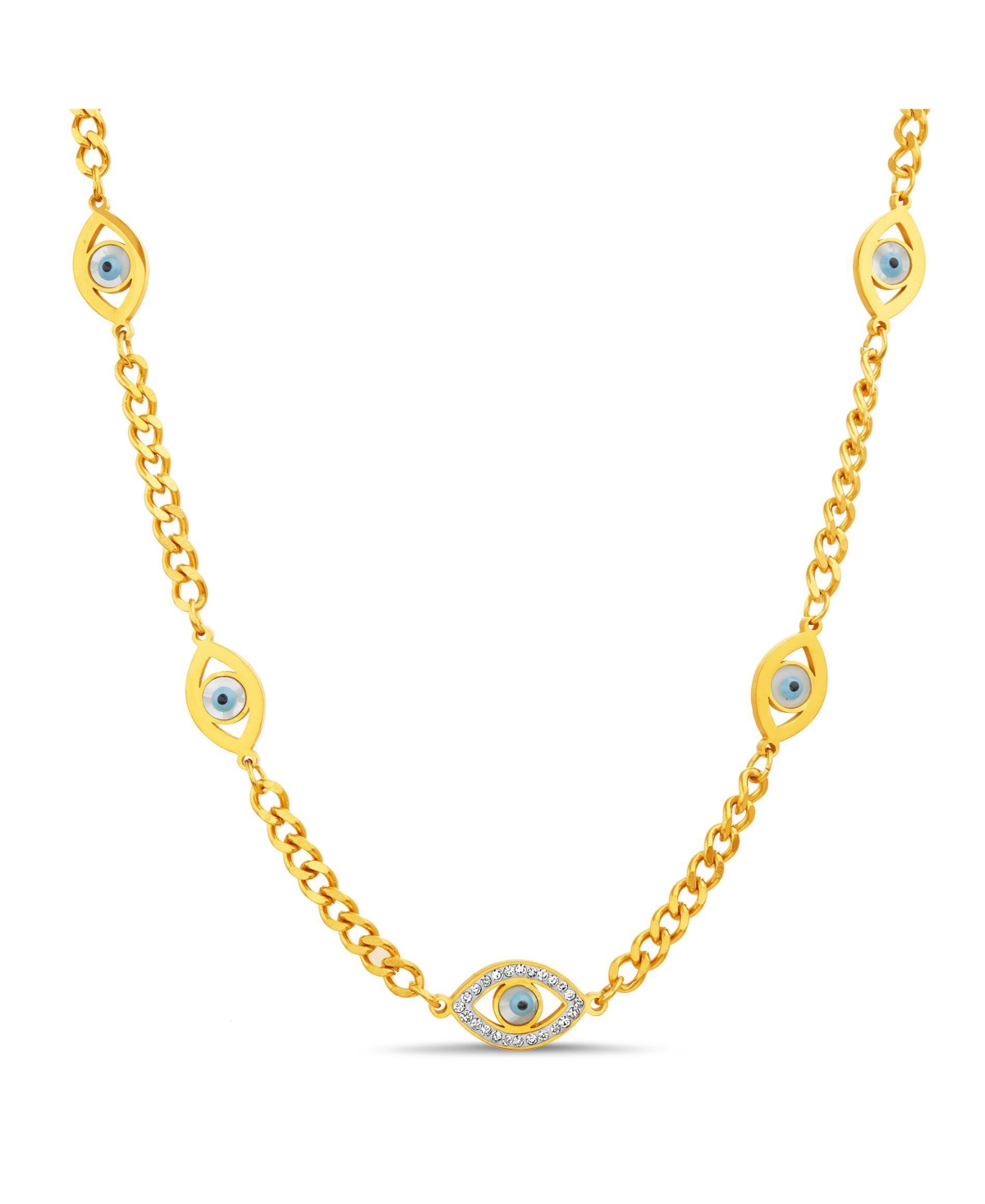 Shop Kensie Gold-tone Evil Eye Charm Station Necklace